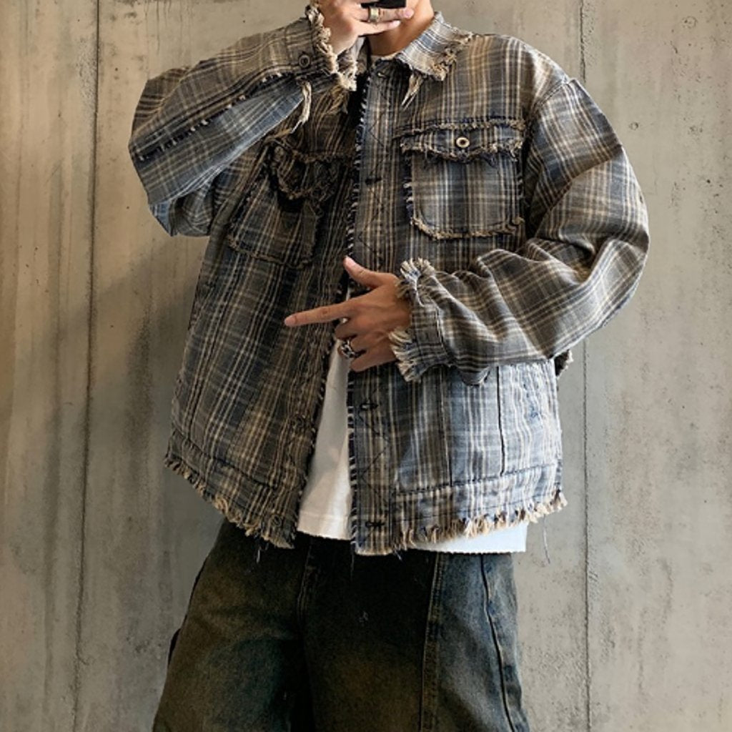 チェックフリンジジャケット K0827