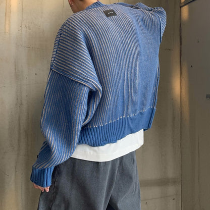 ストライプリブワイドカーディガン K0786