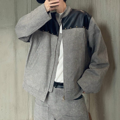 ツートーンスタッズデザインジャケット K0865