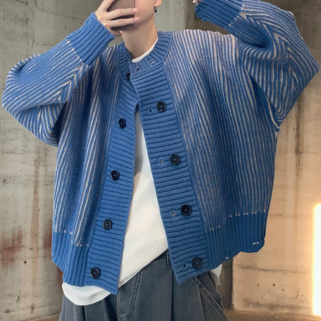 ストライプリブワイドカーディガン K0786