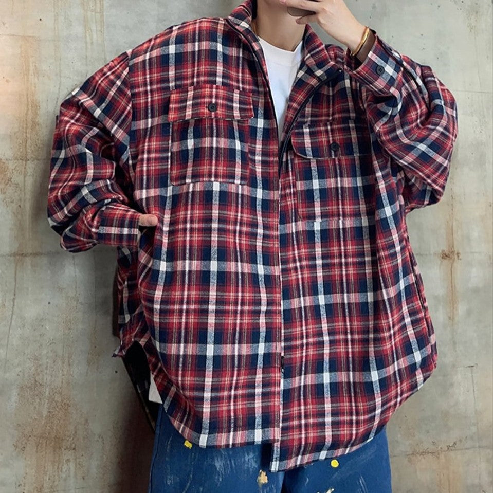 ビッグシルエットチェックシャツ K0876