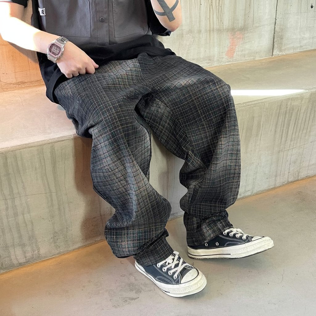 ワイドシルエットチェックパンツ K0596