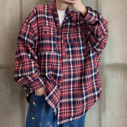 ビッグシルエットチェックシャツ K0876