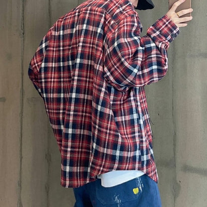 ビッグシルエットチェックシャツ K0876