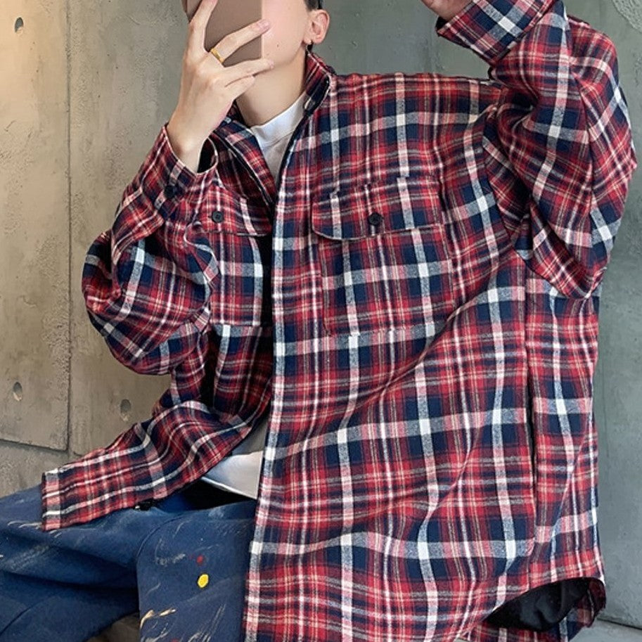 ビッグシルエットチェックシャツ K0876