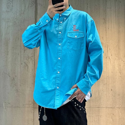 刺繍入りボタンダウンルーズシャツ K0835