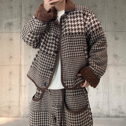 千鳥格子ボアジャケット K0818
