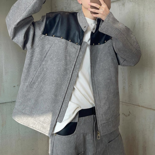 ツートーンスタッズデザインジャケット K0865