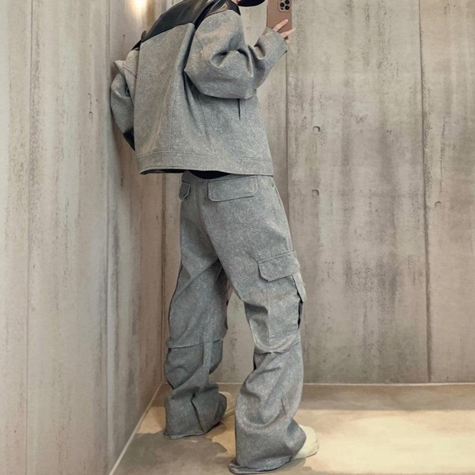 ツートーンスタッズデザインジャケット K0865