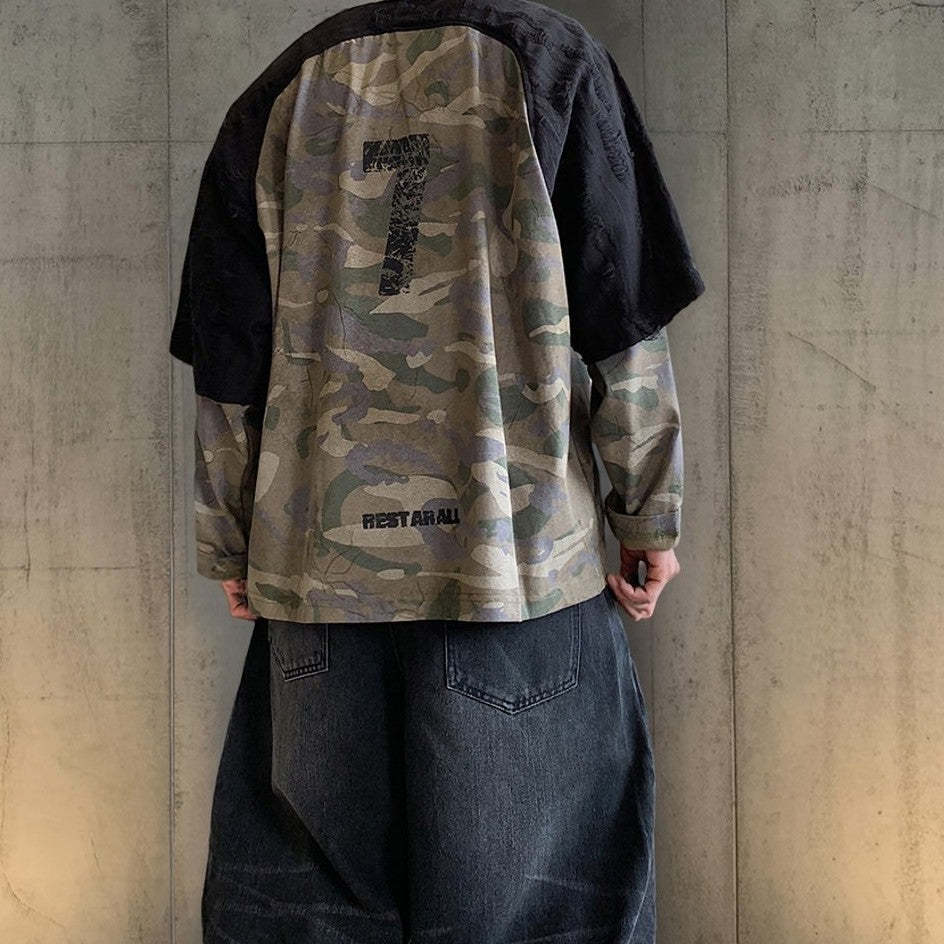 カモフラパネルデザインTシャツ K0857