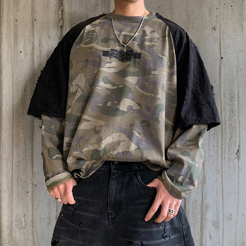 カモフラパネルデザインTシャツ K0857