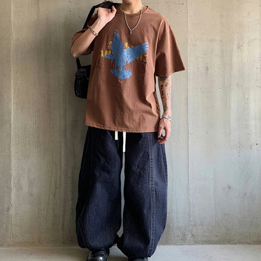 レトログラフィックワイド半袖Tシャツ K0878