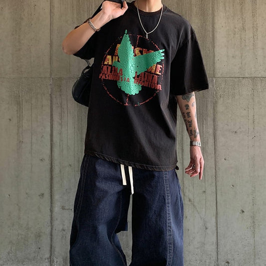 レトログラフィックワイド半袖Tシャツ K0878