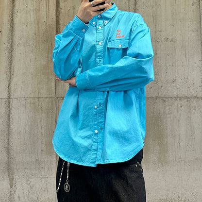 刺繍入りボタンダウンルーズシャツ K0835