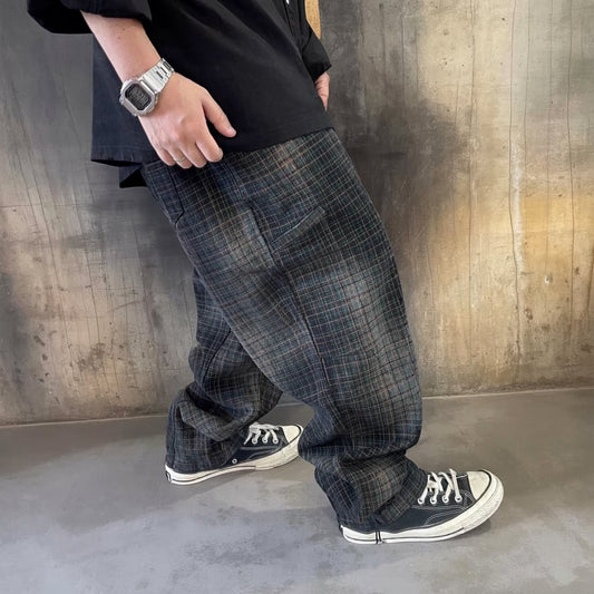 ワイドシルエットチェックパンツ K0596