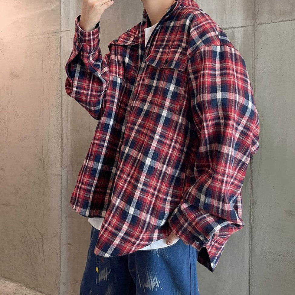 ビッグシルエットチェックシャツ K0876