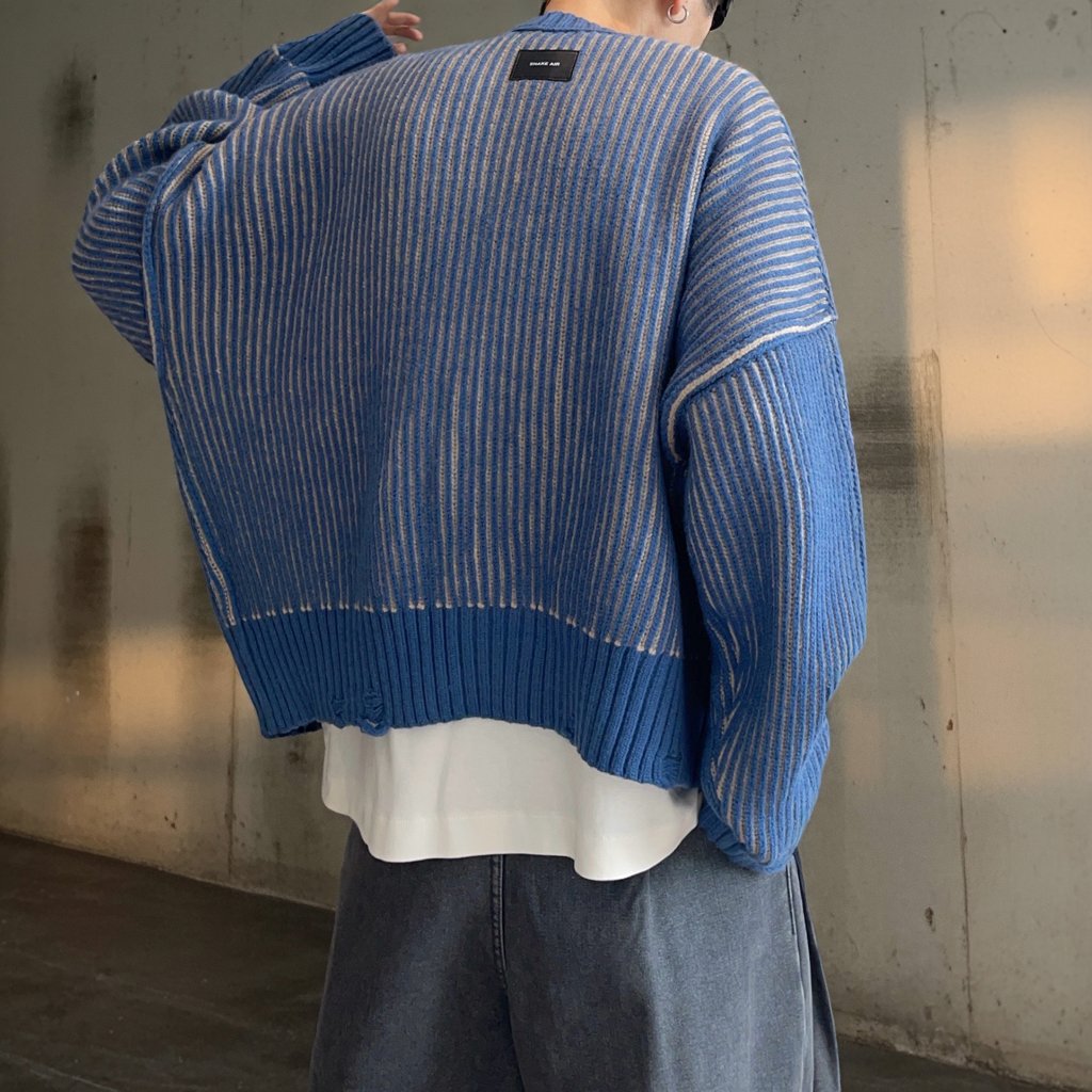 ストライプリブワイドカーディガン K0786