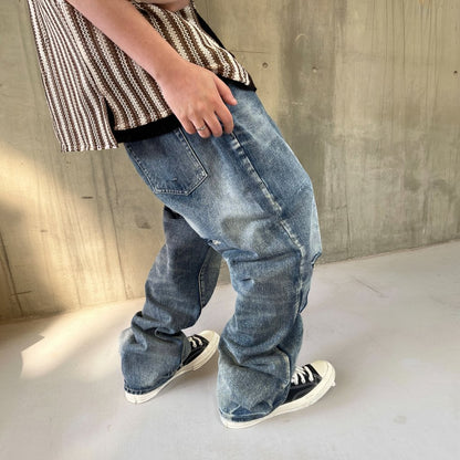 ヴィンテージウォッシュクラッシュデニムパンツ K0599