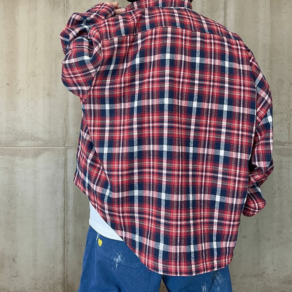 ビッグシルエットチェックシャツ K0876