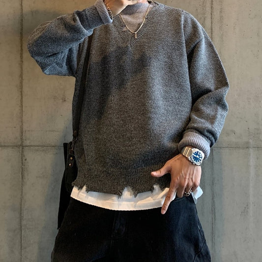 ダメージヘムレイヤードニット K0825