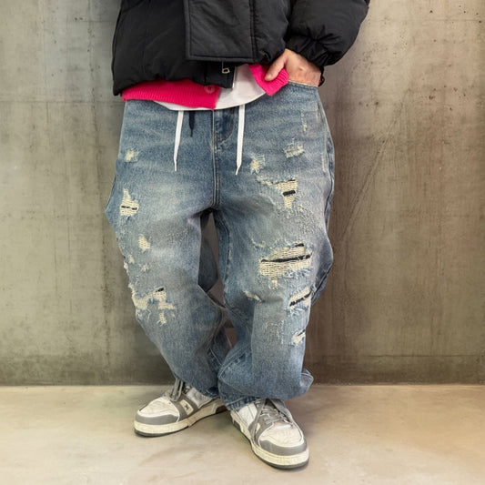 クラッシュフェードデニムパンツ K0811