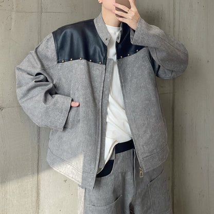 ツートーンスタッズデザインジャケット K0865