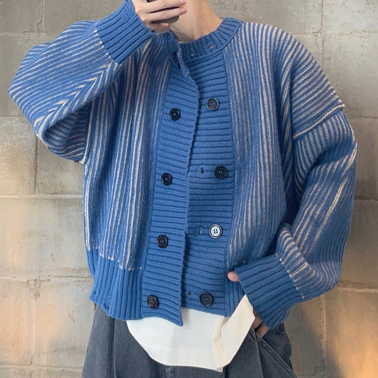 ストライプリブワイドカーディガン K0786