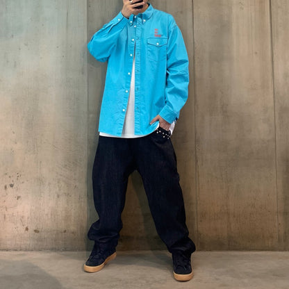 刺繍入りボタンダウンルーズシャツ K0835