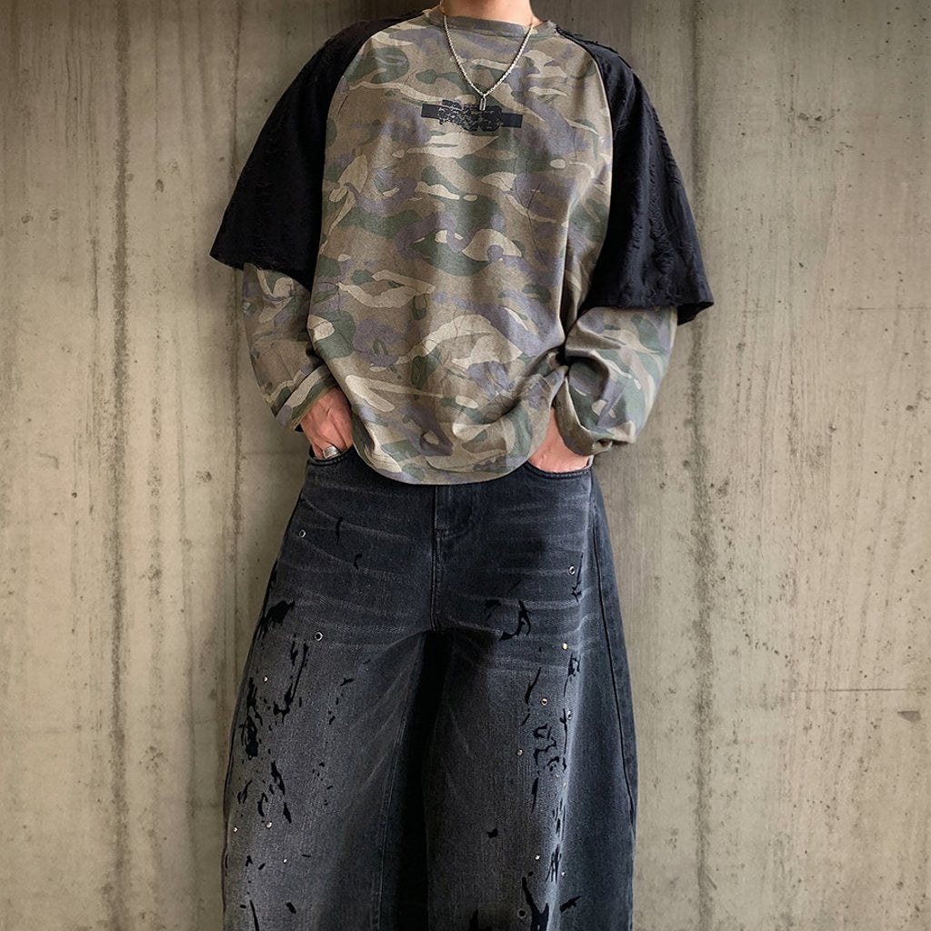 カモフラパネルデザインTシャツ K0857