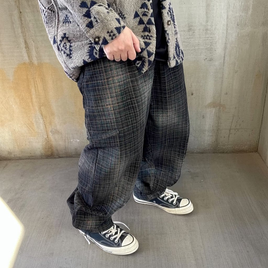 ワイドシルエットチェックパンツ K0596
