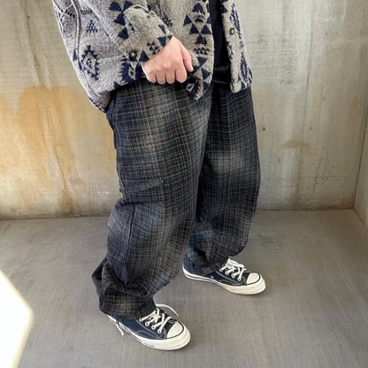 ワイドシルエットチェックパンツ K0596