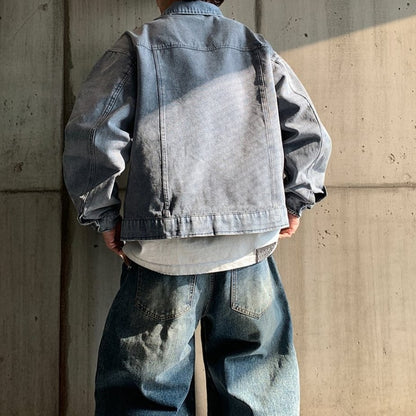 チェックデニムコンビネーションジャケット K0859