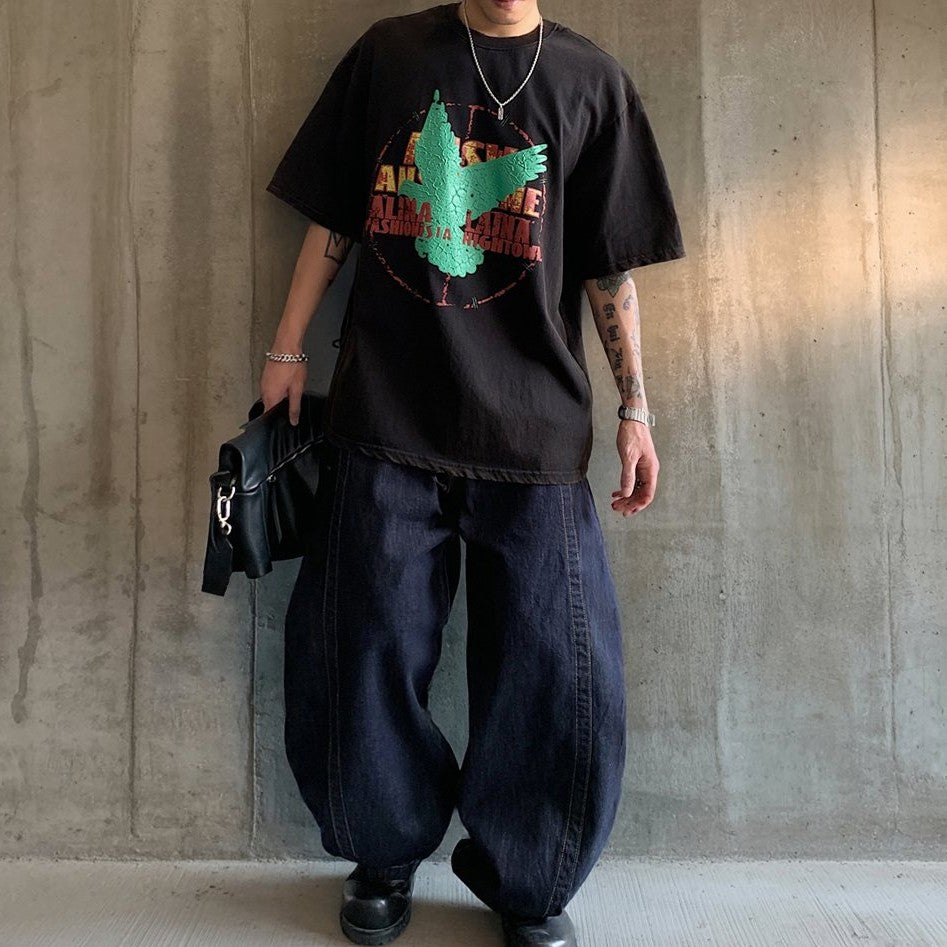 レトログラフィックワイド半袖Tシャツ K0878