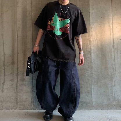 レトログラフィックワイド半袖Tシャツ K0878