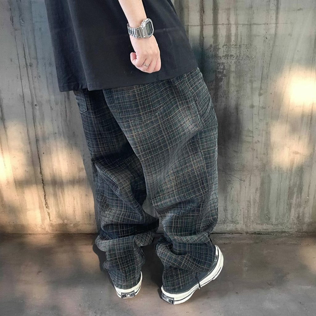 ワイドシルエットチェックパンツ K0596